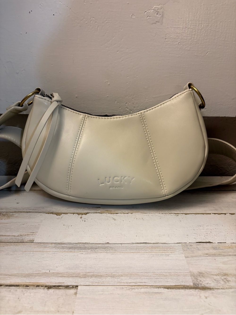 Lucky Brand Ivory Crescent Crossbody Bag